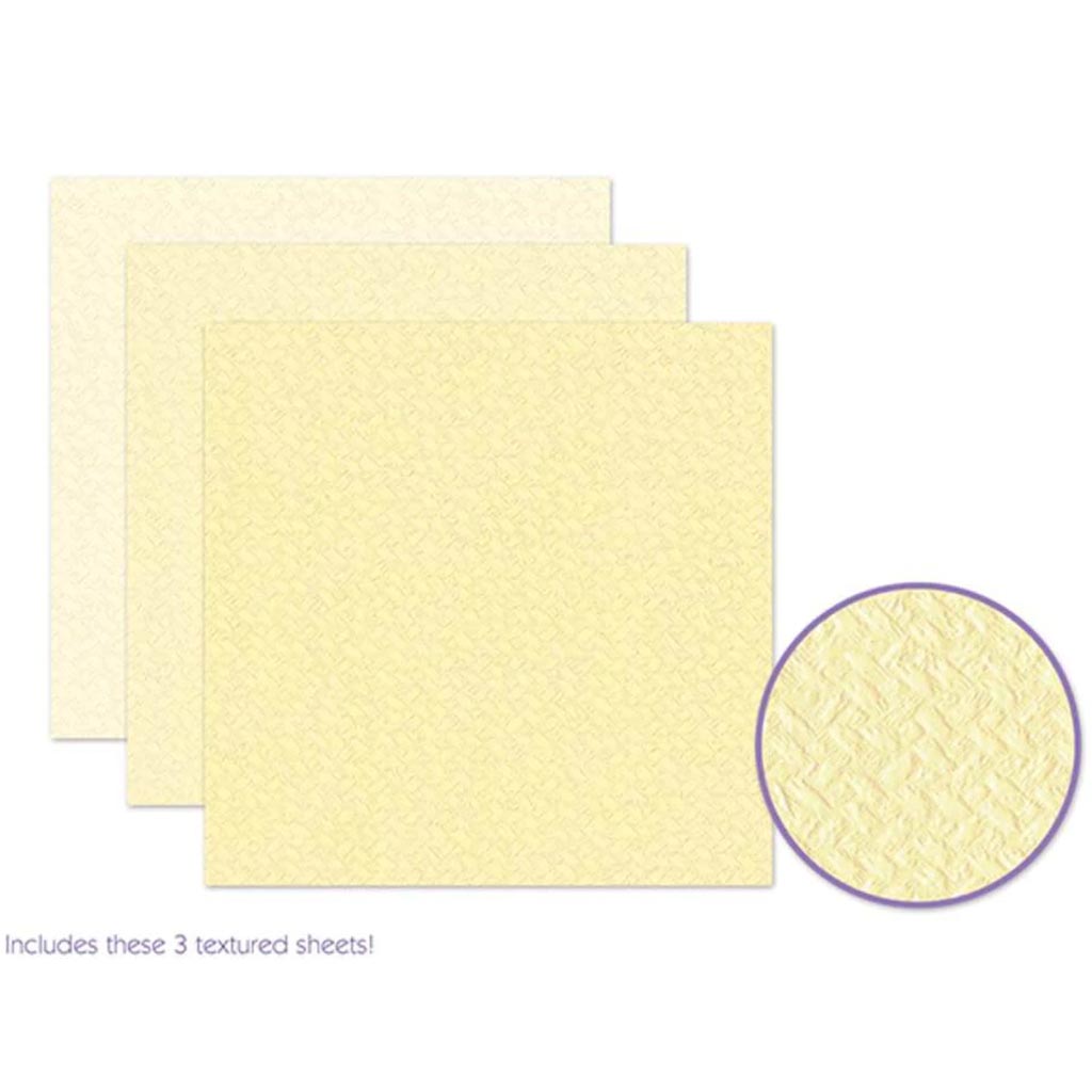 SCRAPBOOK PAPER:TEXTURA FIBRE EMBOSSED CARDSTOCK X3ASST BONE 12&quot;X12&quot; 