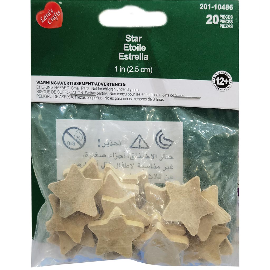 Wood Star 1in 20pc