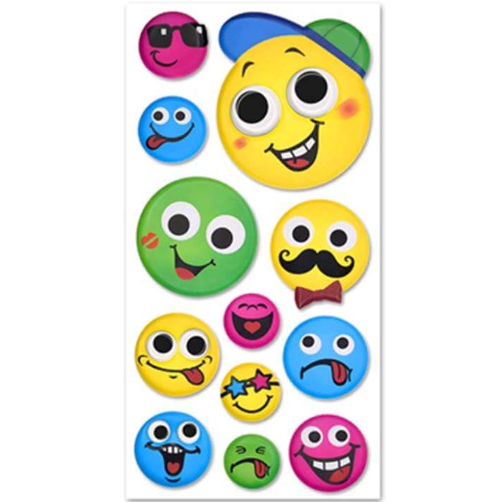 Paper Craft Sticker: 3d Puffy a Nimation Emoticon Medley 9x17.5 