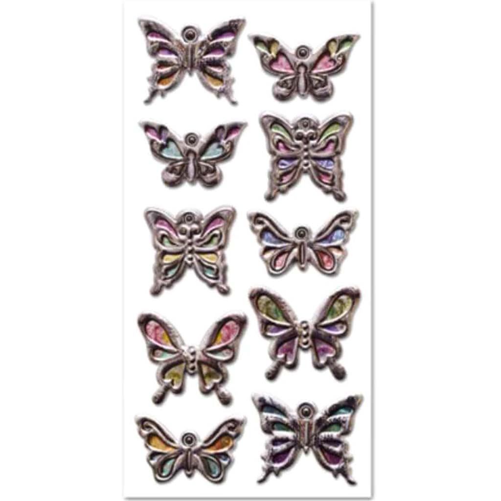 Paper Craft Sticker:3d Embosses Vintage Elegance Butterflies 9x17.5 