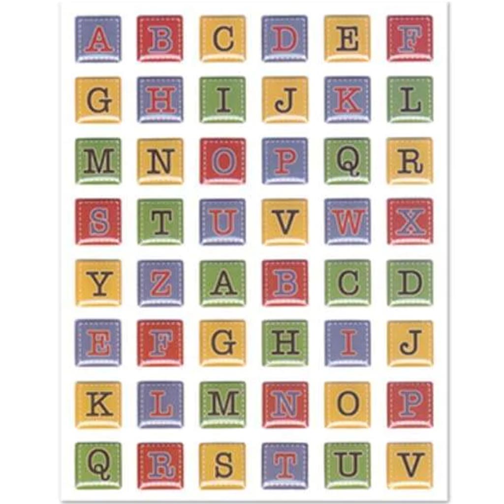 PAPER CRAFT STICKER:EPOXY ALPH ALPHABET TILES ELEMENTARY 10.7X14. 