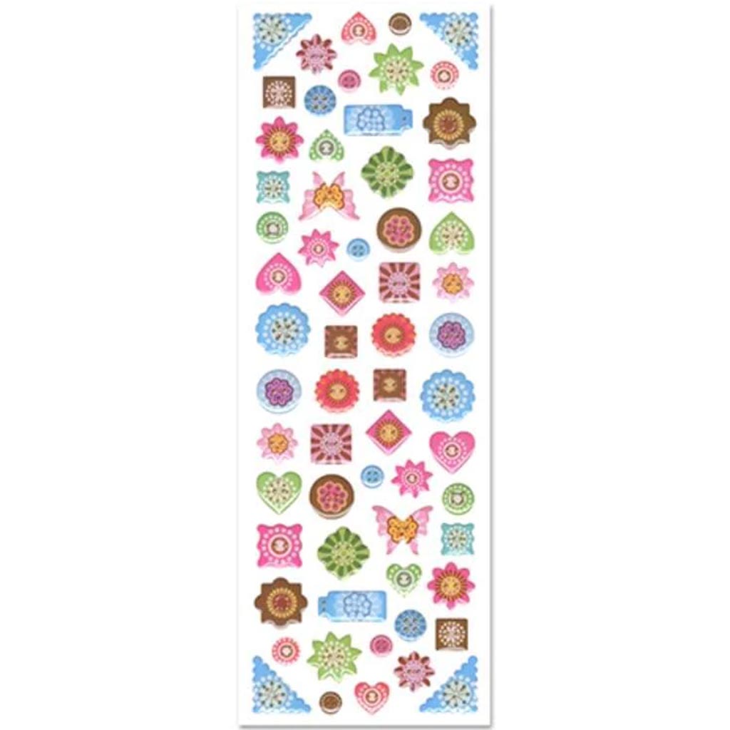 PAPER CRAFT STICKER:EPOXY BUTT ON MEDLEY PRETTY PATTERNS 9CMX29CM 