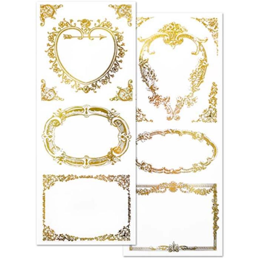 Paper Craft Sticker: Elegant Fo Foil Framesx2s Gold Frame Med2 7.5x21 