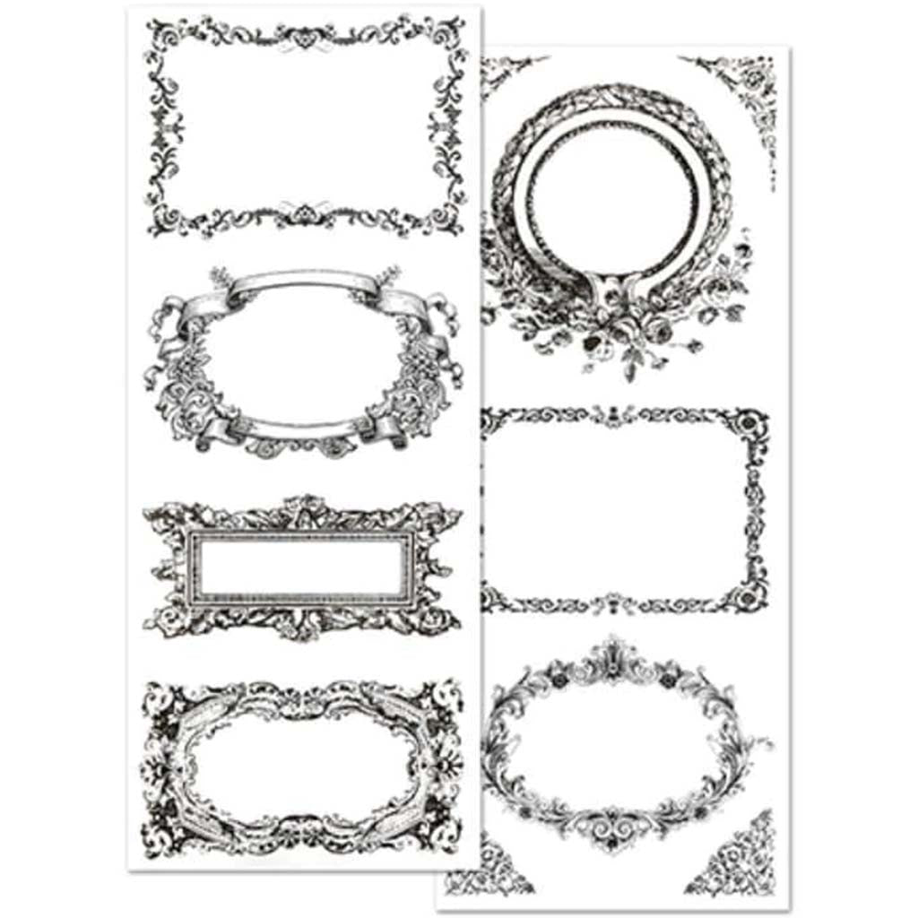 Paper Craft Sticker: Elegant Fo Foil Frames x2s Blk Frame Med 1 7.5x21 