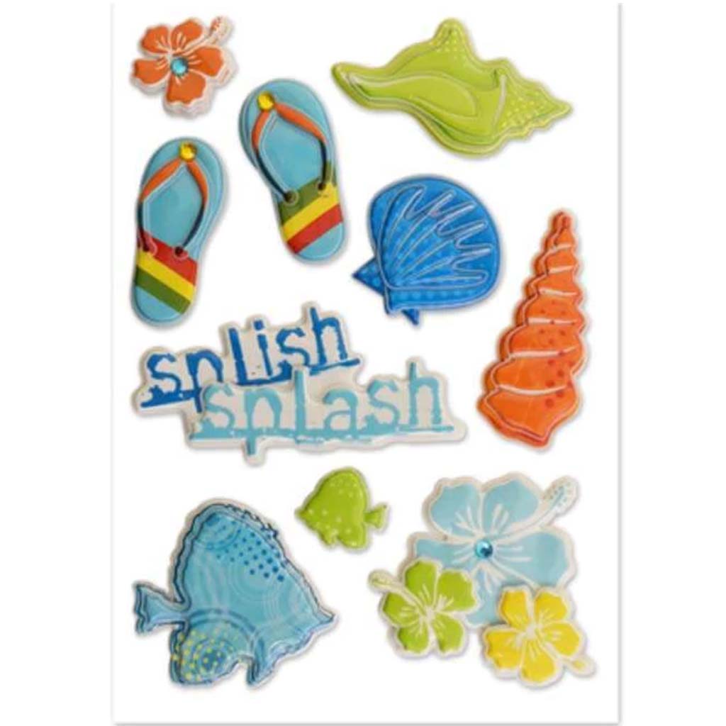 Paper Craft Stickers:3d Gem Pu 3d Gem Puffy Splish Splash 11.5x16. 