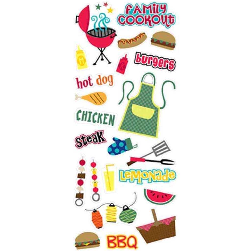 Paper Craft Sticker: Cls Themes Clr Photo Safe Family Cookout 5in x 12in 