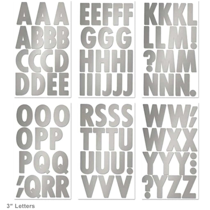 Paper Craft Sticker:3in Letters Large Caps Silver Metallic 