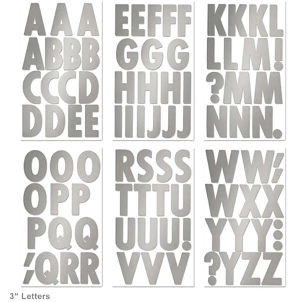 Paper Craft Sticker:3in Letters Large Caps Silver Metallic 