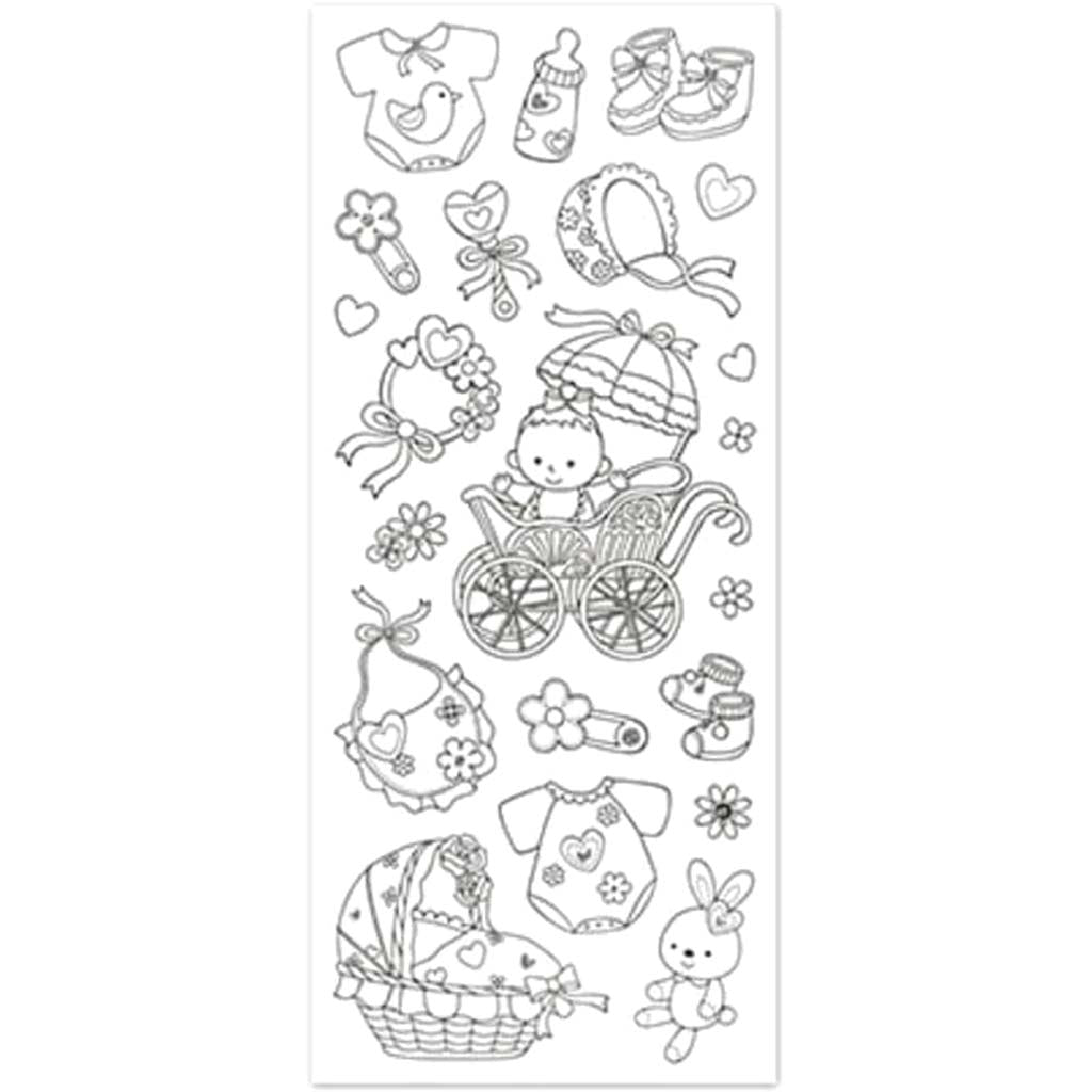 Paper Craft Stickers: Living in Cat W/Glitter Baby Girl 4in x 9in 