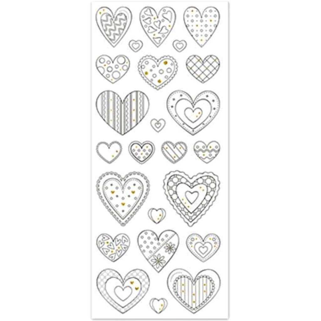 Paper Craft Stickers: Living in Cat W/Glitter Hearts Medley 4in x 9in 