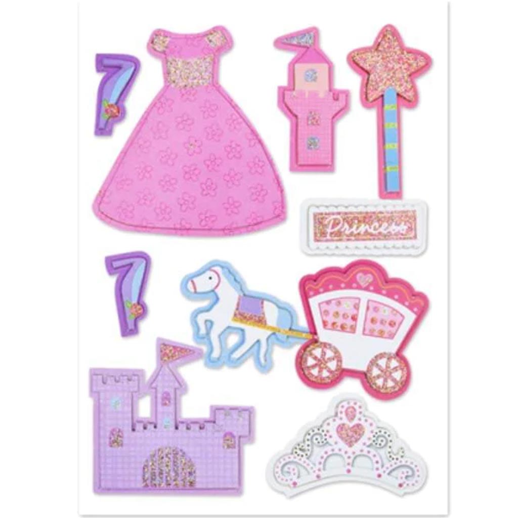 HANDMADE STICKER: 12CMX16.5CM 3D GLITTER PRINCESS 