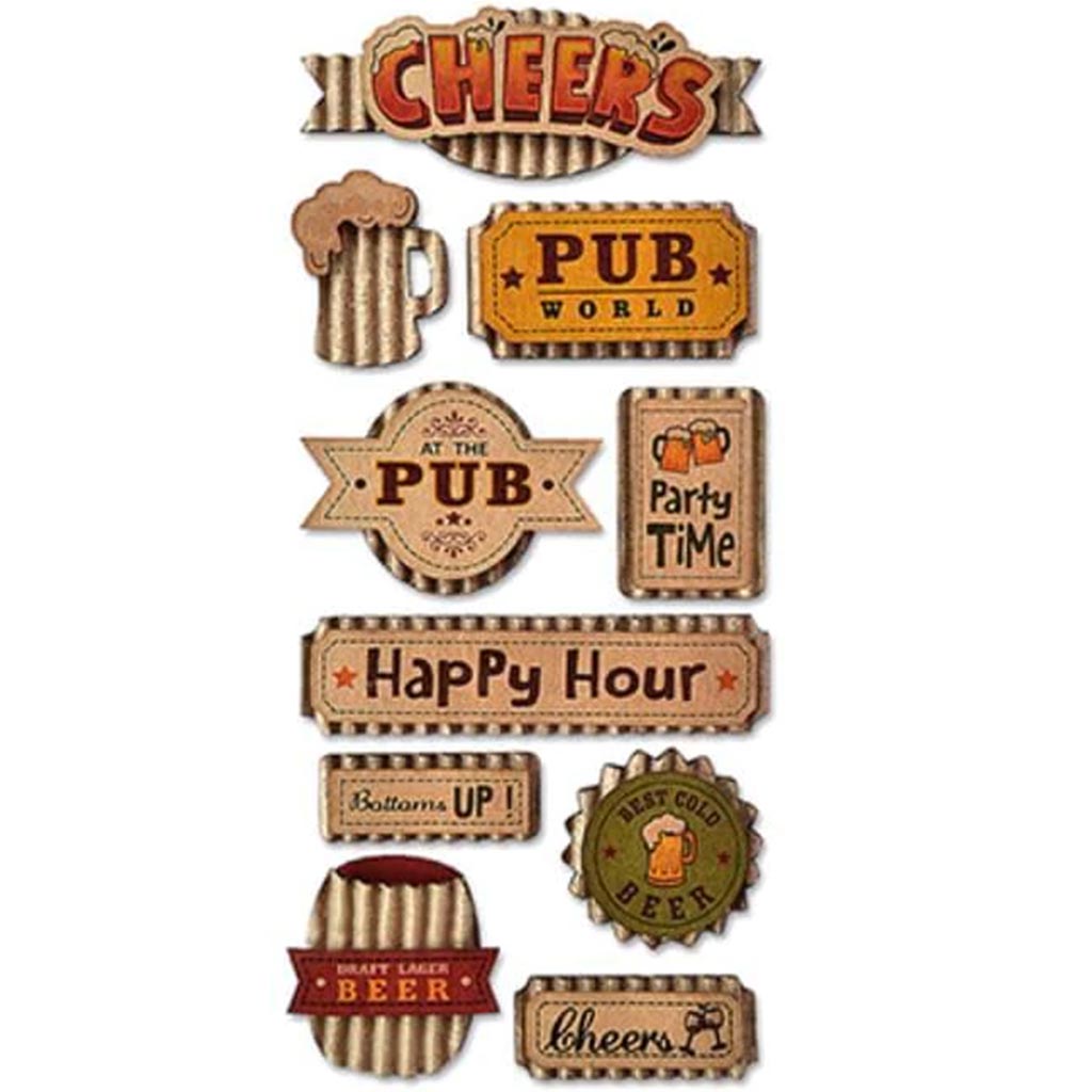 HANDMADE STICKER: 3"X6.5" 3D K RAFT PAPER ELEMENTS 