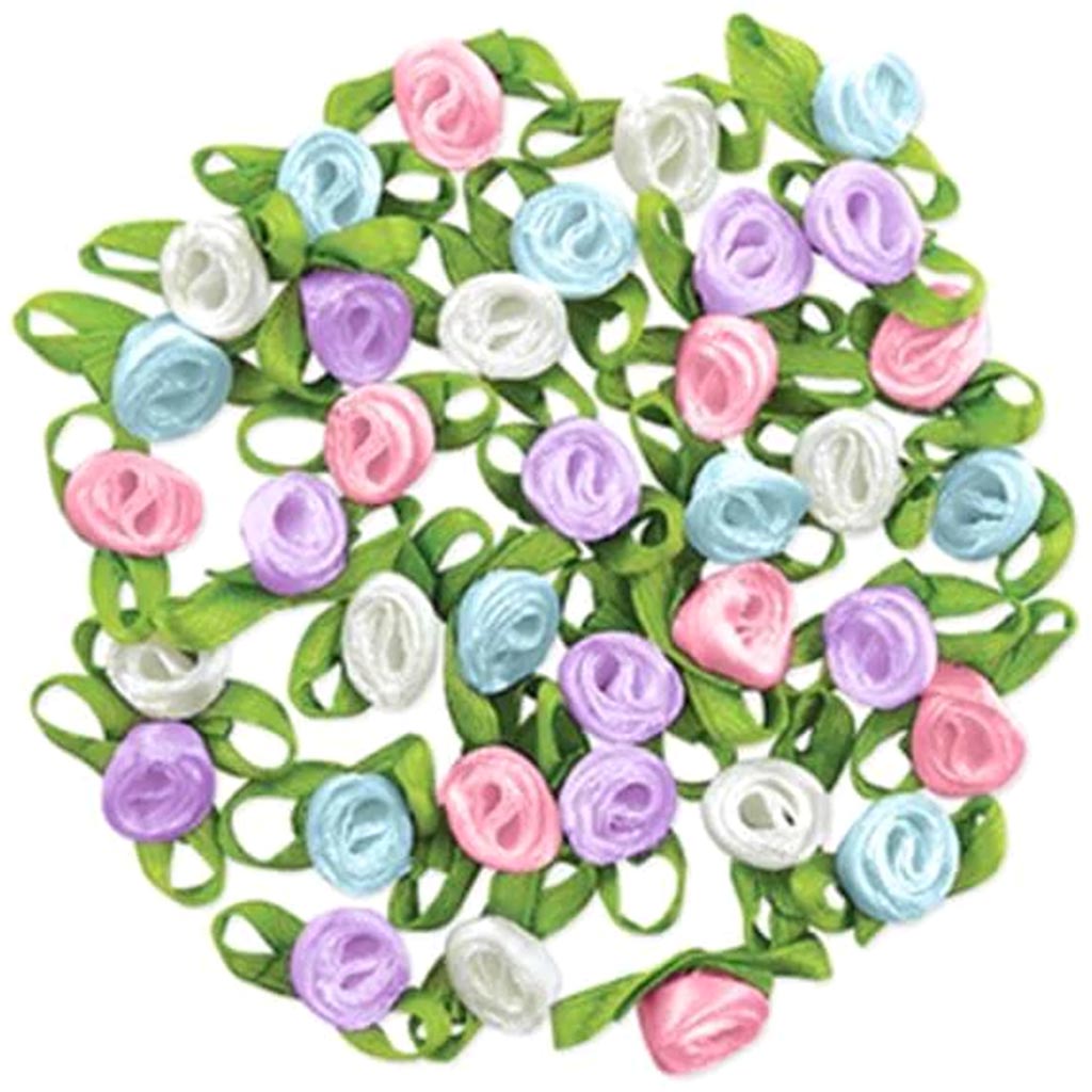 A BRIDES WISH: 5/16" RIBBON RO SES W/BOWS X36 BRIDAL BLEND 