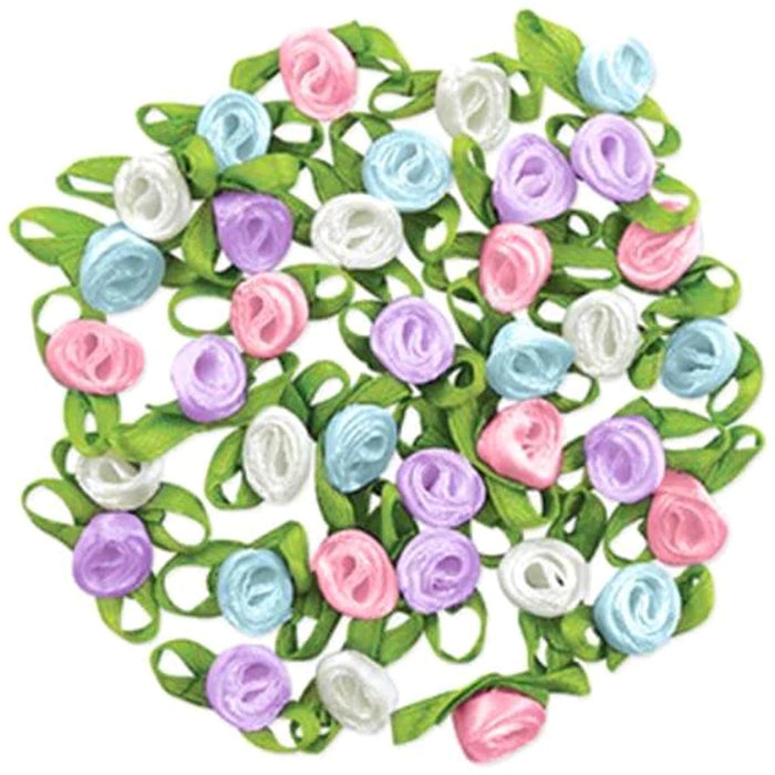 A BRIDES WISH: 5/16" RIBBON RO SES W/BOWS X36 BRIDAL BLEND 