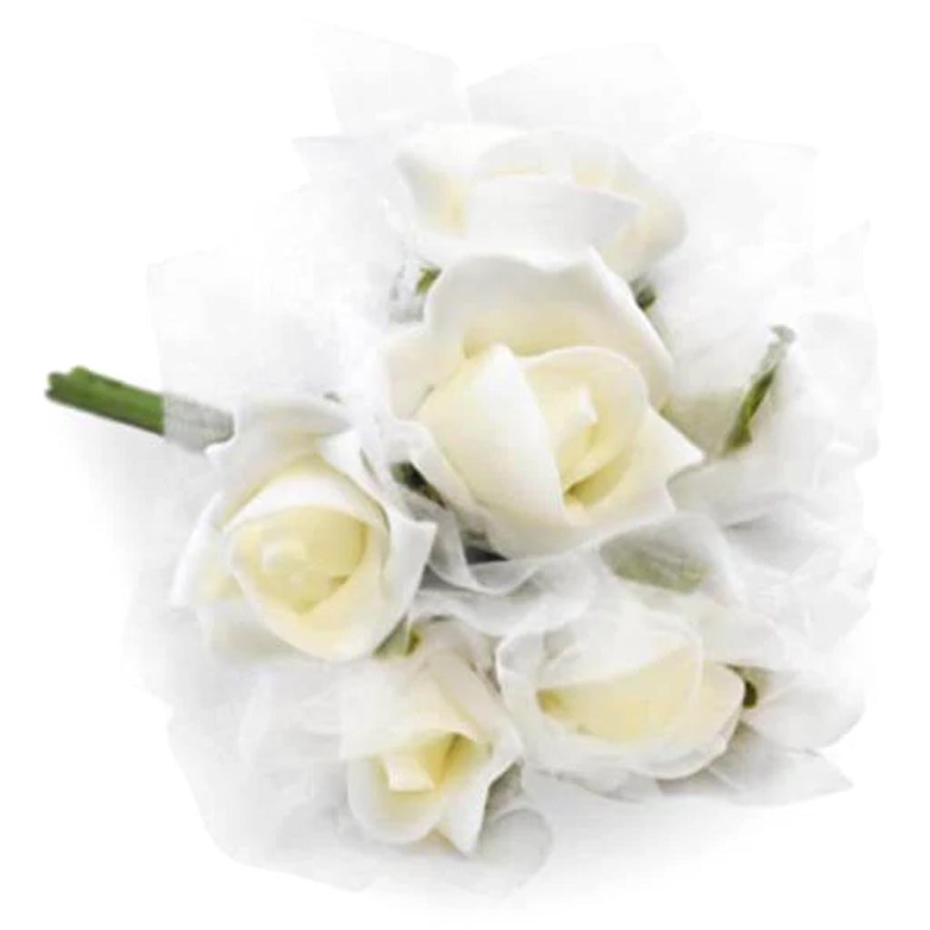 A BRIDES WISH: FLORAL BOUQUET X8 W/TULLE SOFT-TOUCH CREAM 