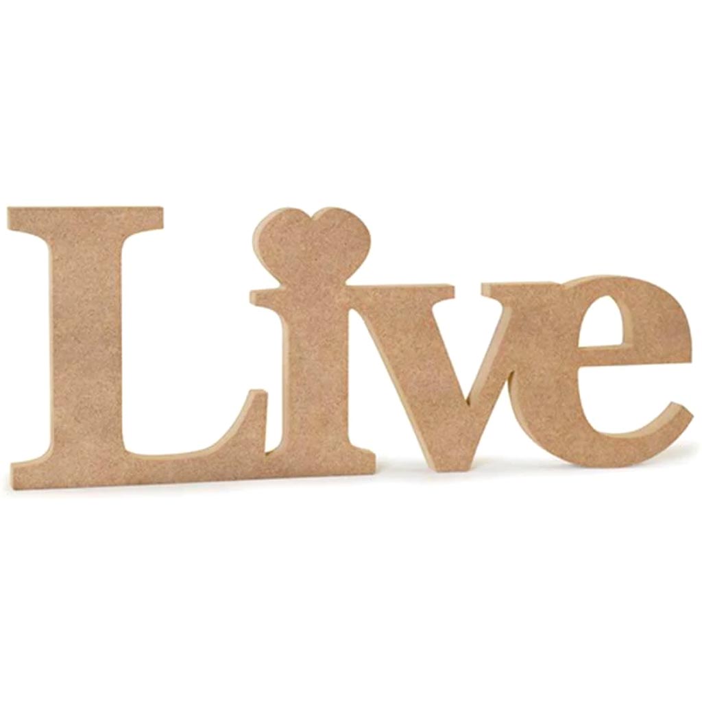 Wood Craft: 12in Diy Word Decor Mdf Standing Live 