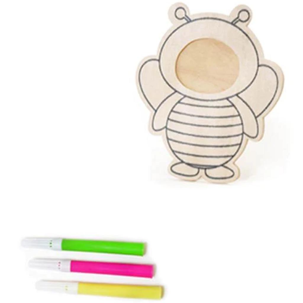 KRAFTY KIDS KIT: 5" DIY WOOD STANDING PF W/3MARKR ANIM PALS BEE 