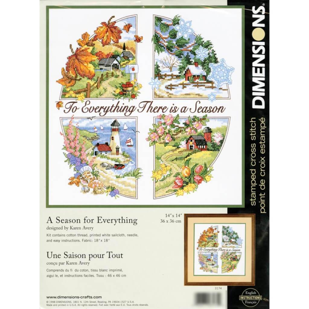 Dimensions Stamped Cross Stitch Kit 14in x 14in A Season For Everything