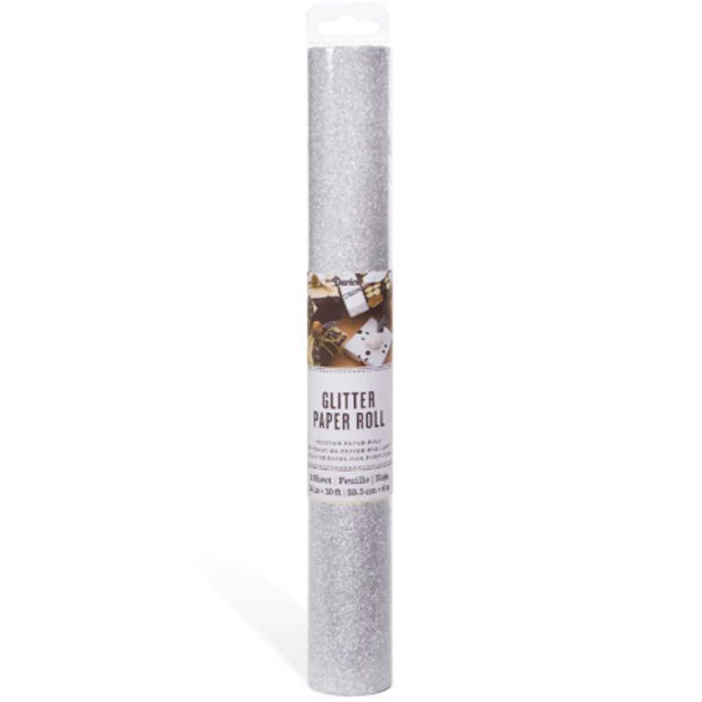 Silver Glitter Paper Roll 14 inches x 10 feet 