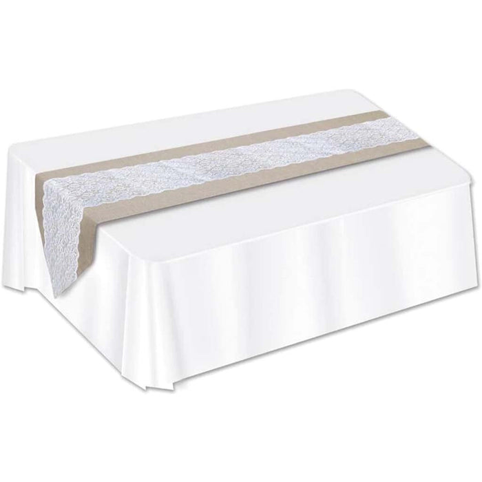 Table Runner Lace & Burlap 