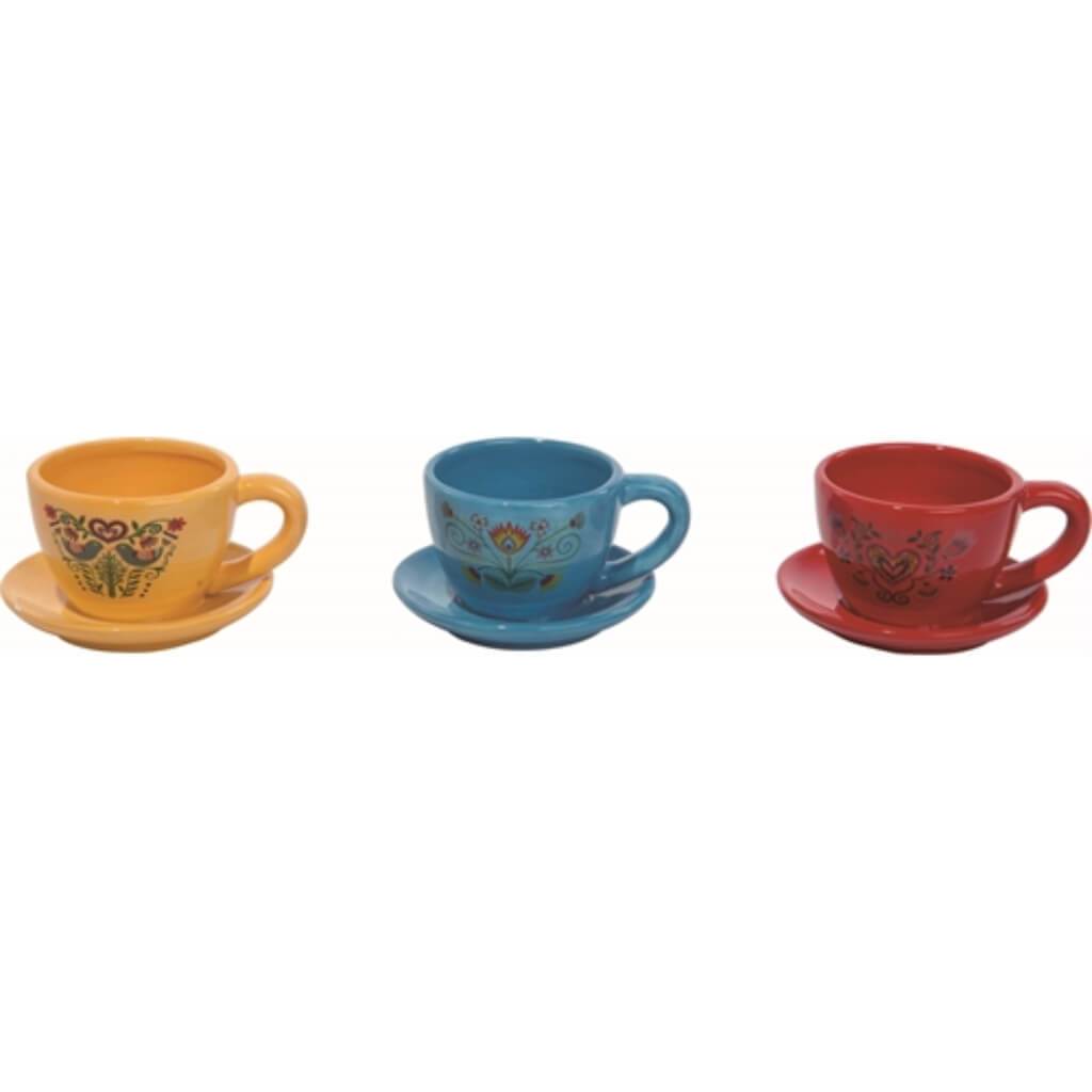 D Ol Riviera Tea Cup Planter Blue 