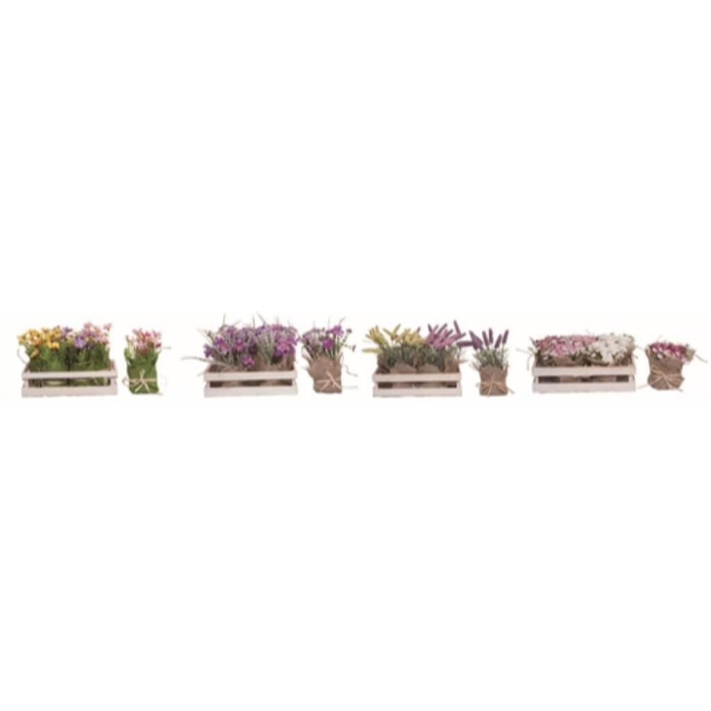 Country Wildflowers In Crate 3 Assrtd Colors Lavender 