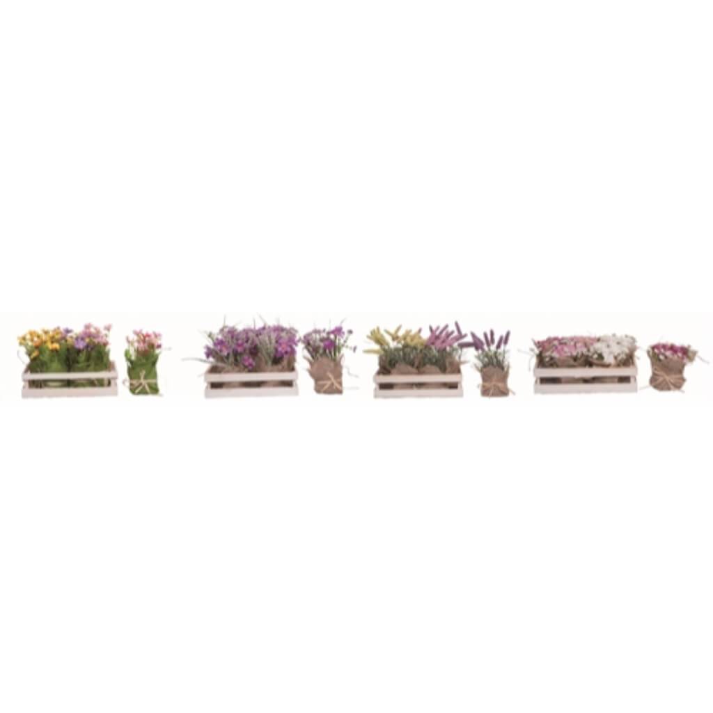 Country Wildflowers In Crate Mini Rose White/Pink Mini Ros 