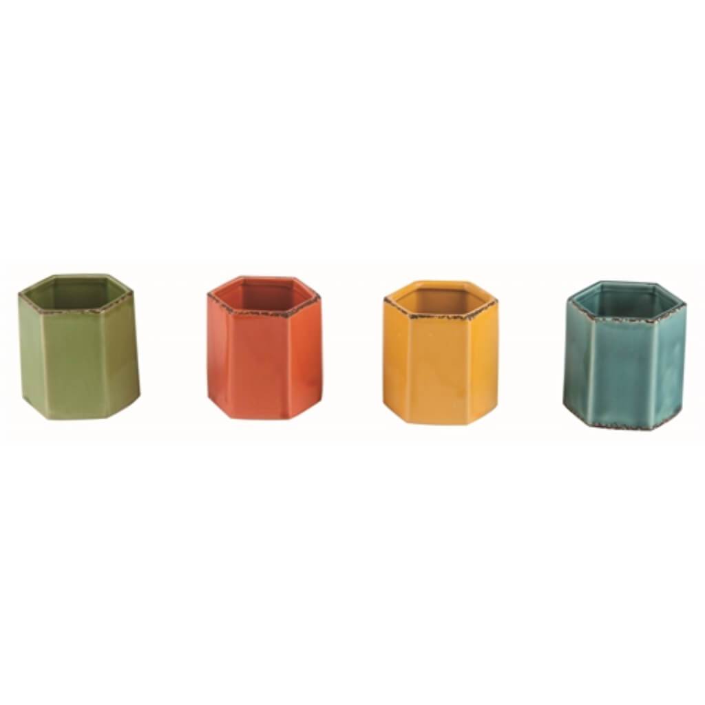 Mini Cer Hexagonal Succulent Planter Teal 