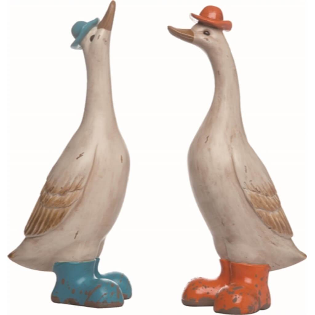 Resin Boots &amp; Hat Duck Fig 2 Asst Medium Blue 