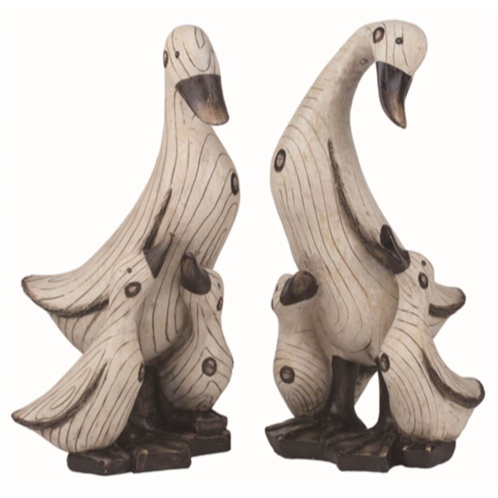 Resin Wood Grain Duck Family 2 Asst 