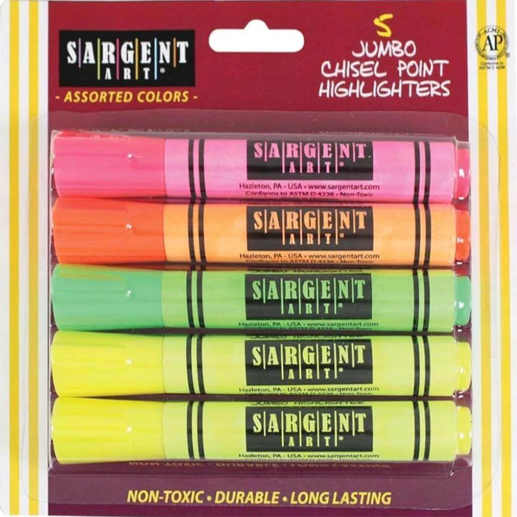 Broad Tip Assorted Highlighter Blister Pack 5ct