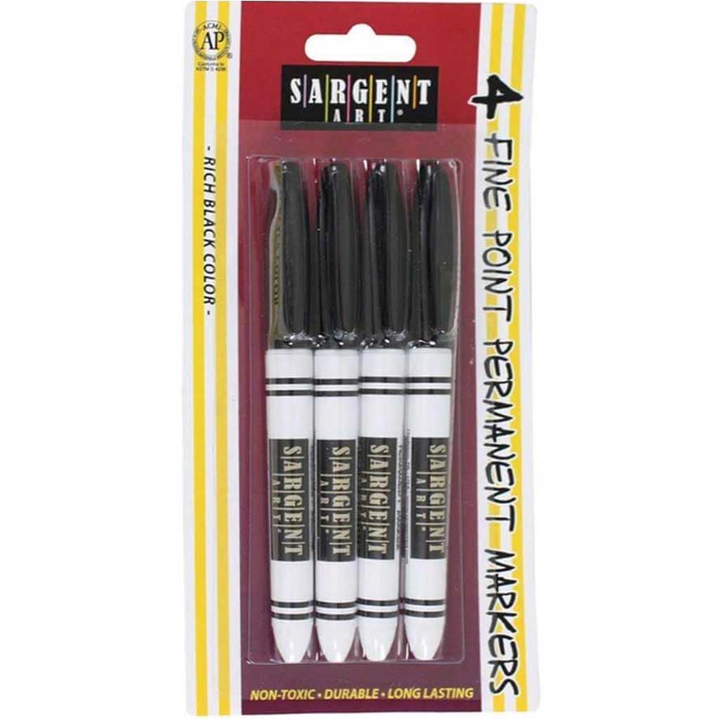 Fine Tip Black Permanent Marker Blister Pack 4ct