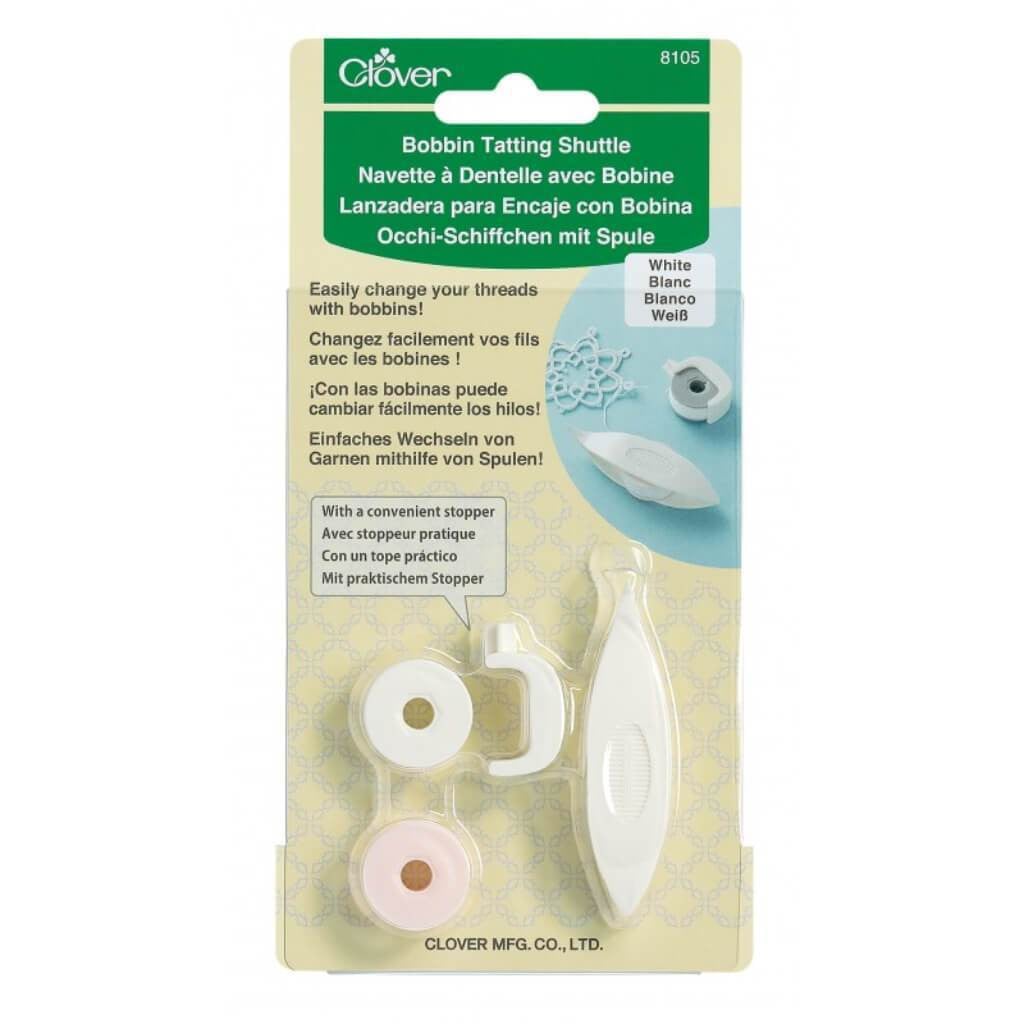 Clover Bobbin Tatting Shuttle-White 