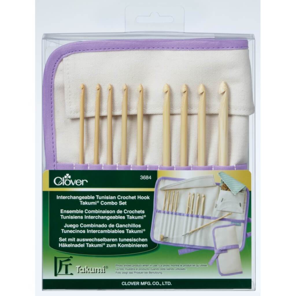 Clover Takumi Bamboo Interchangeable Tunisian Crochet Hook Set 