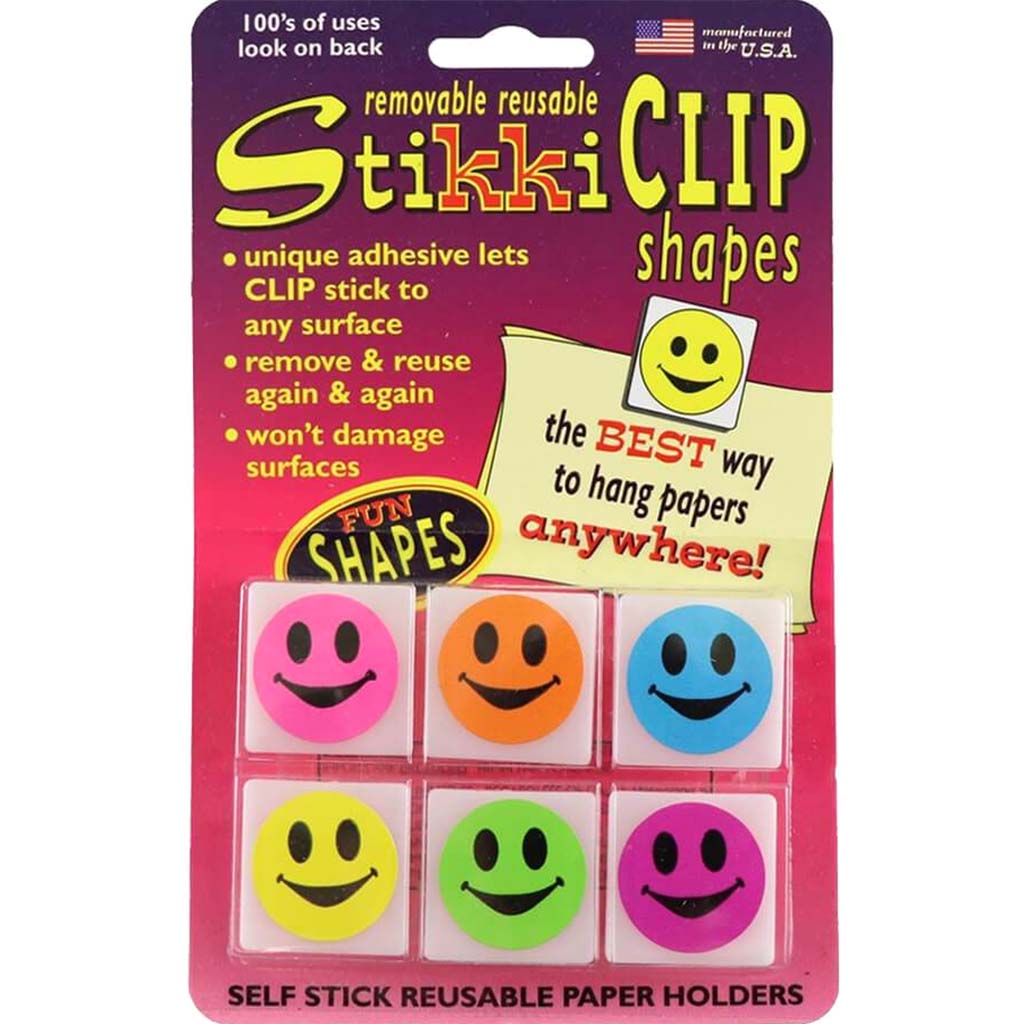 Stikki Clip Shapes 6pcs Per Pack Mixed Smiley Face 