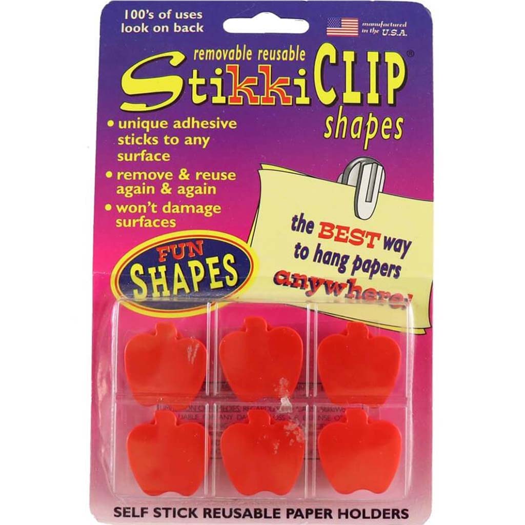 Stikki Clip Shapes 6pcs Per Pack Apple Red 