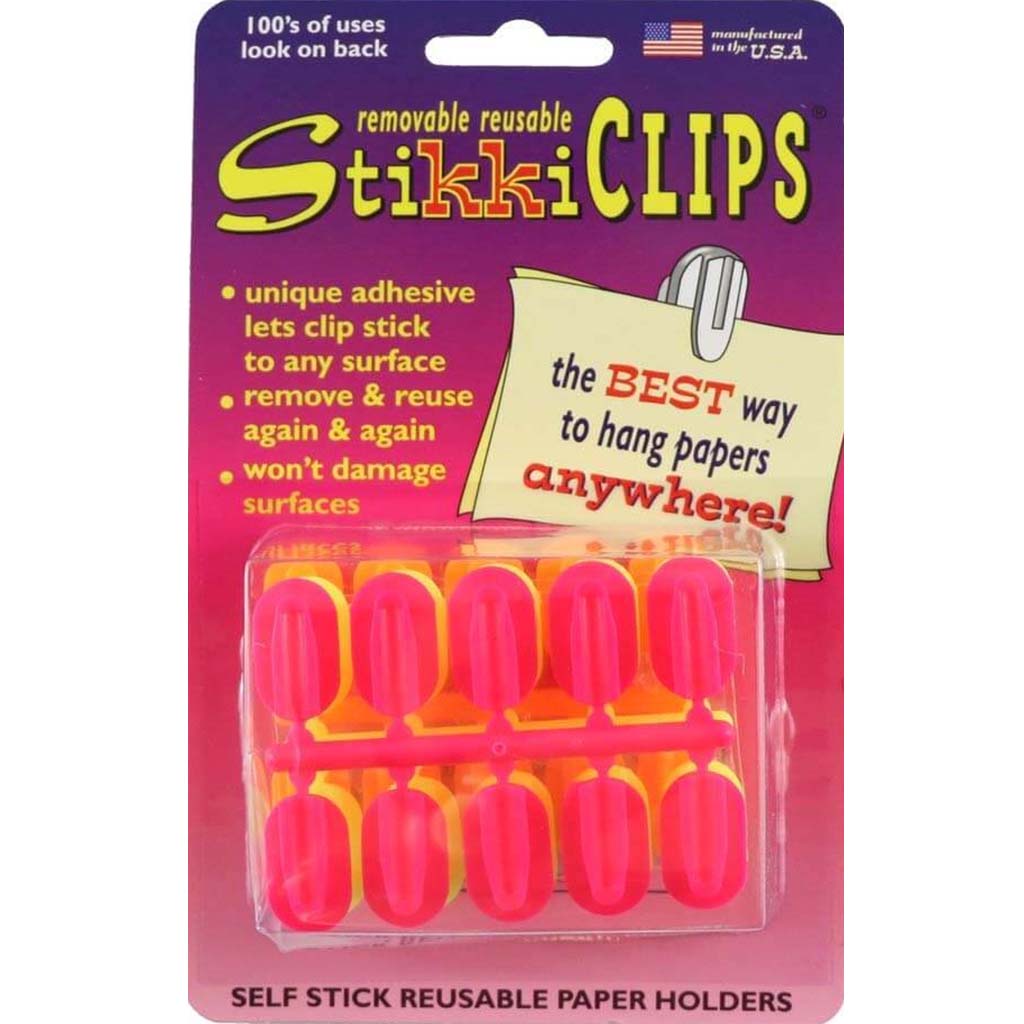 Stikki Clips 30pcs Per Pack Neons Orange Yellow Pink 