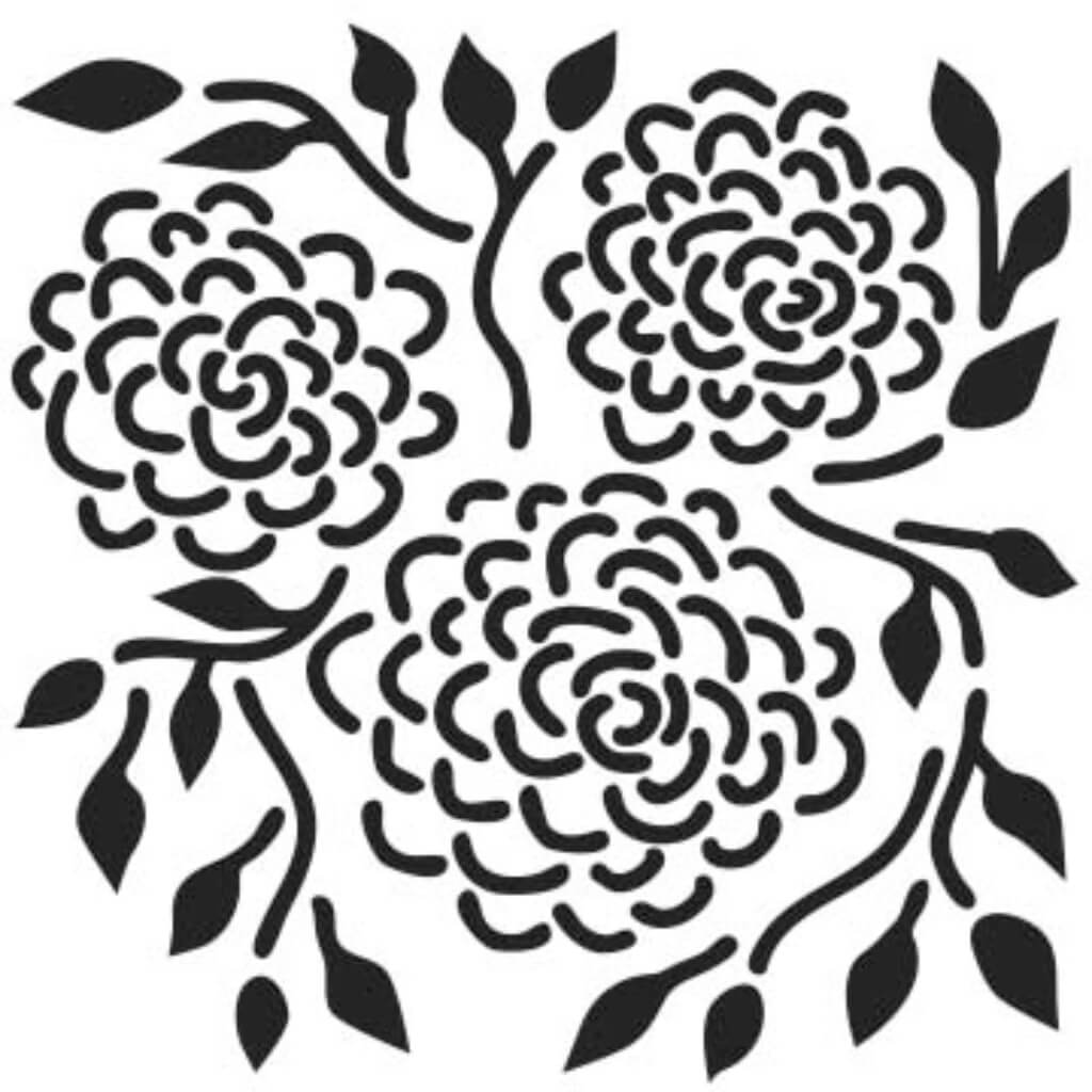 Stencil Round Flowers 6in x 6in