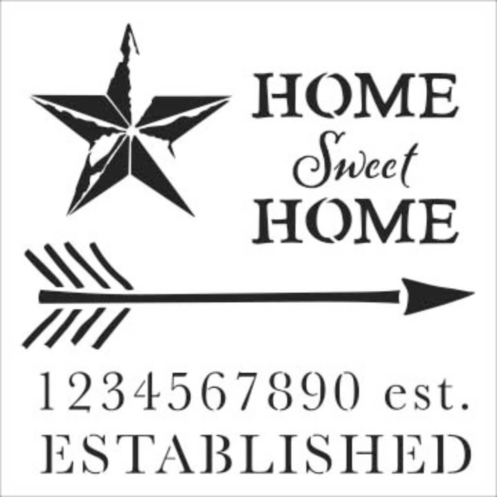 Stencil Home Sweet 6in x 6in