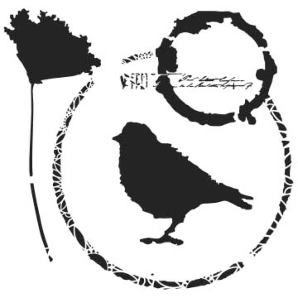 Stencil Thoughtful Bird 12in x 12in