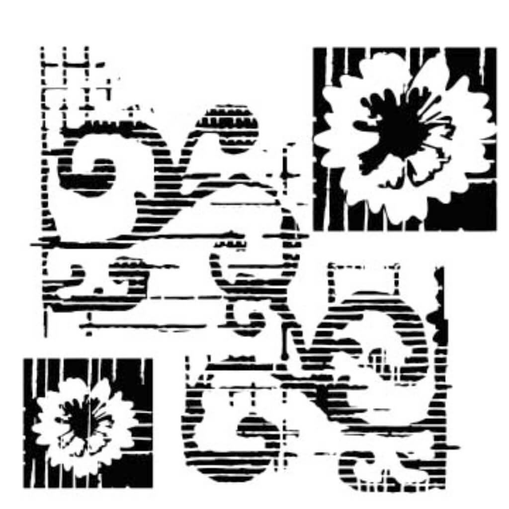 Stencil Flower Scroll 12in x 12in