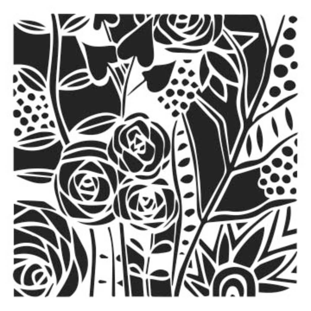 Stencil Wild Roses 12in x 12in