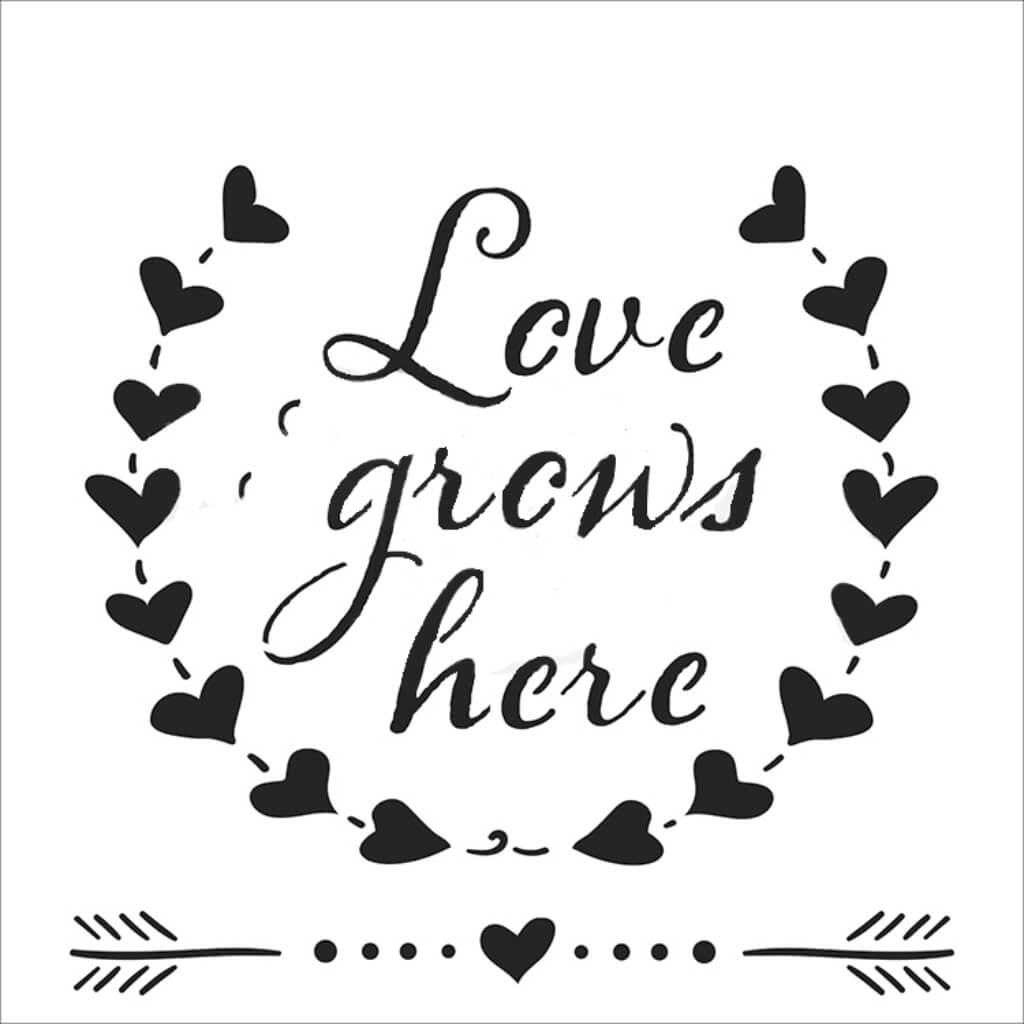 Stencil Love Grows 12in x 12in