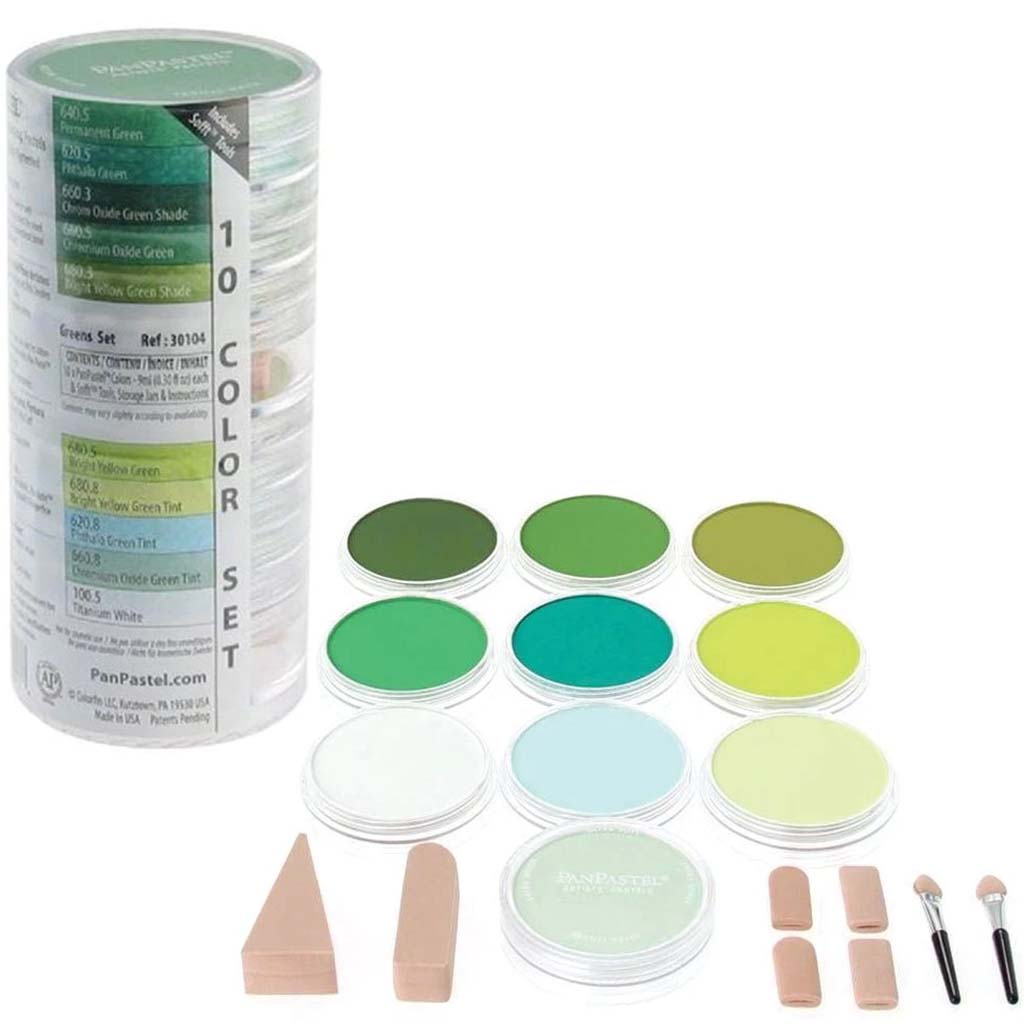 Panpastel Ultra Soft Artist Pastel Greens Set of 10