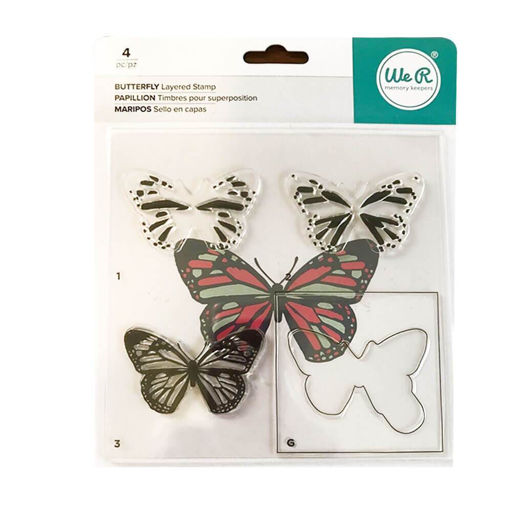 We R Memory Keepers Butterfly 4pcs Layered Stamp Set
