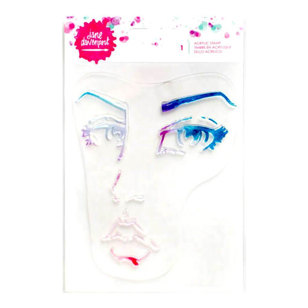 MIXED MEDIA ACRYLIC STAMP WOMAN FACE