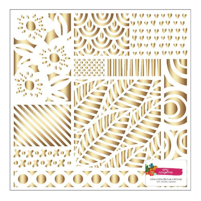 Amy Tangerine Hustle and Heart Gold Foil Specialty Paper 12in x 12in