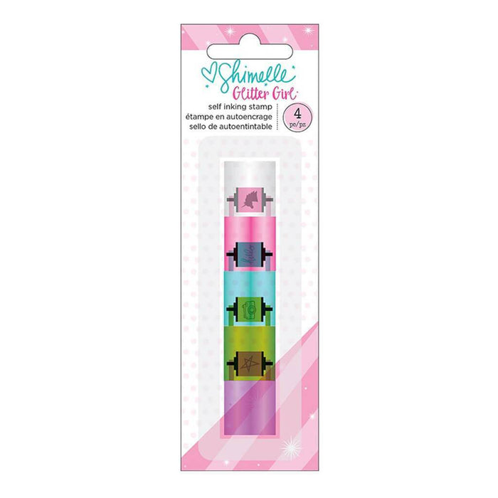 Shimelle 4pcs Glitter Girl Self-Inking Roller Stamps