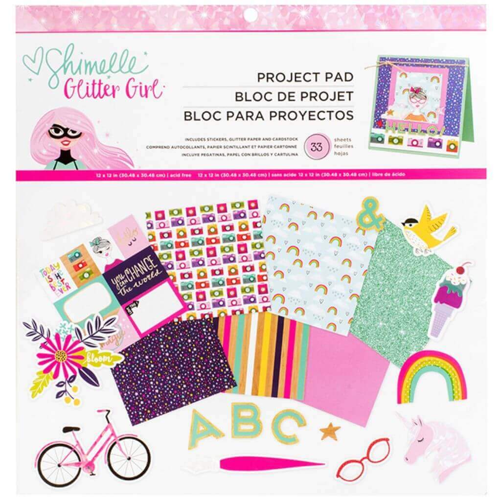 Paper Pad Kit Glitter Girl 12in x 12in