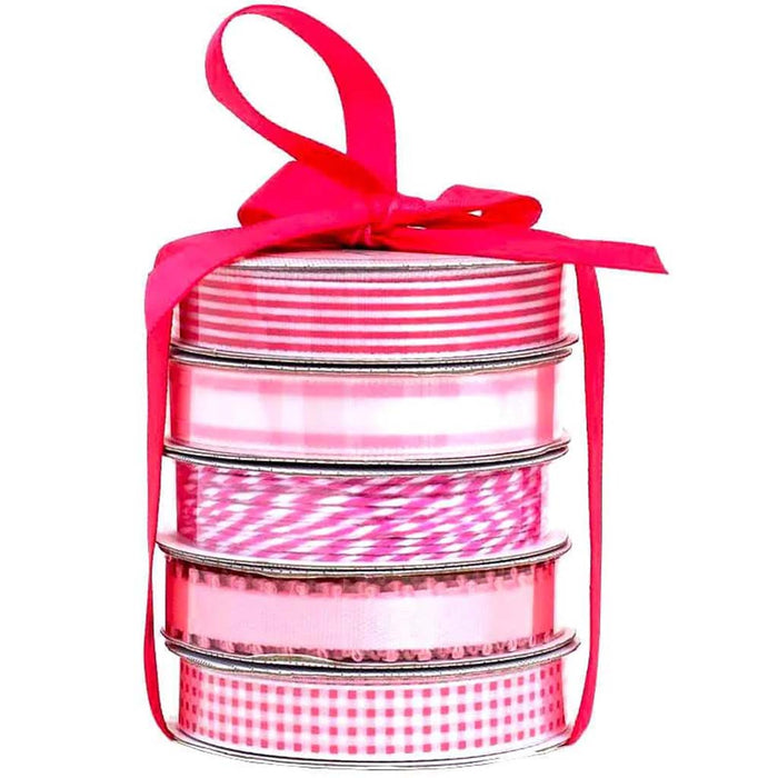 5 Pieces Spring Pink Premium Ribbon & Twine Pack